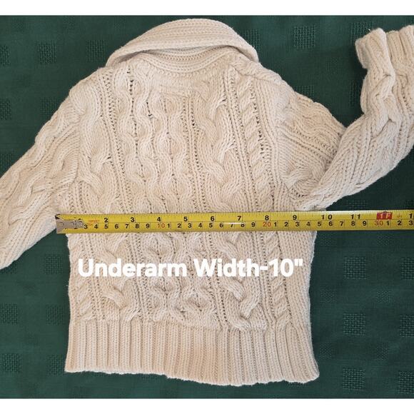 Banana Republic Baby Cableknit Sweater 6-12 Months Fisherman Cream Zip Up Mini - Picture 10 of 11